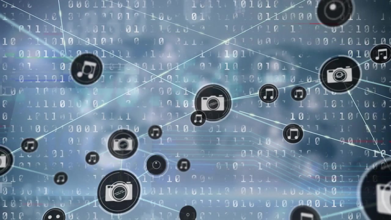 Animazione di una rete di connessioni sull'elaborazione di dati digitali