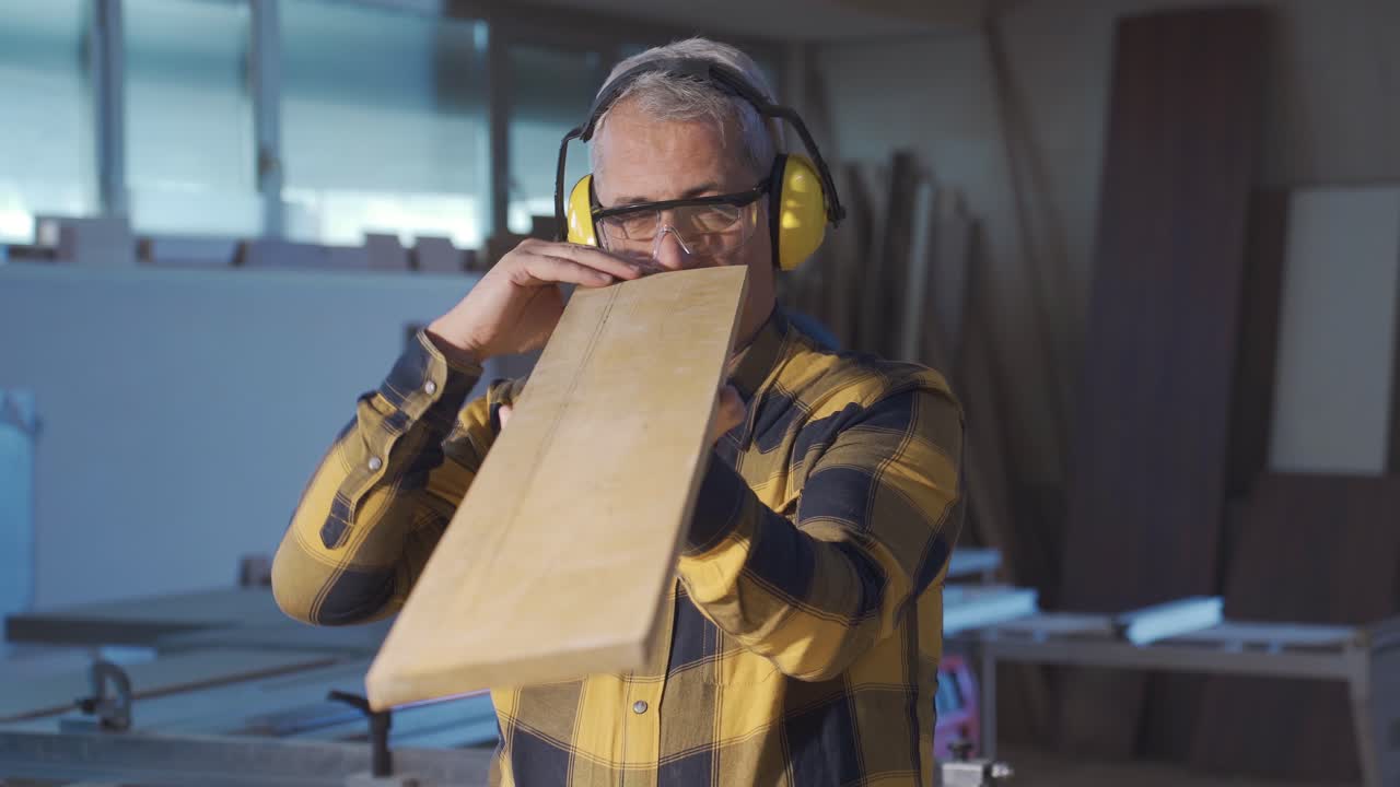 목수 작업실에서 일하는 목수들.