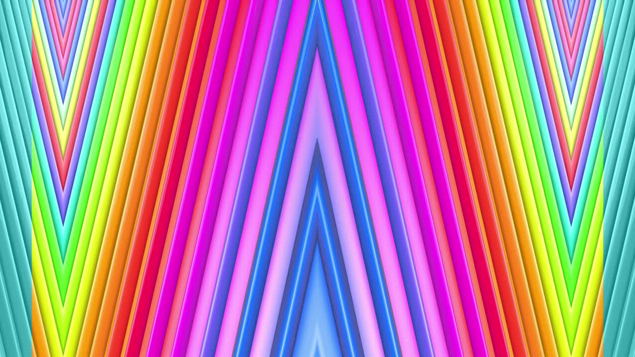 abstracto 3d sin costuras fondo brillante en 4k con cintas de arco iris. rayas multicolores arcoirís moverse cíclicamente en geometría simple estilo creativo de dibujos animados. animación suave en bucle. 3