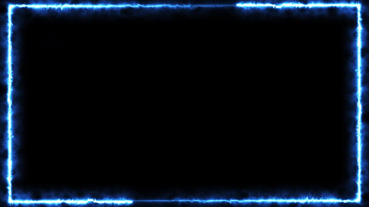 Electric blue energy frame background with glowing border black center smoke edges plasma light