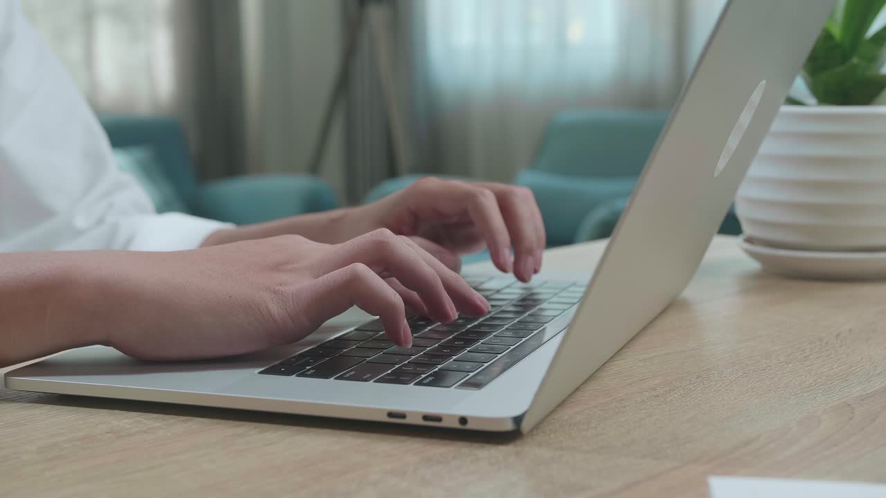 Close Up Of Hand'S Man Student Typing On Computer At Home