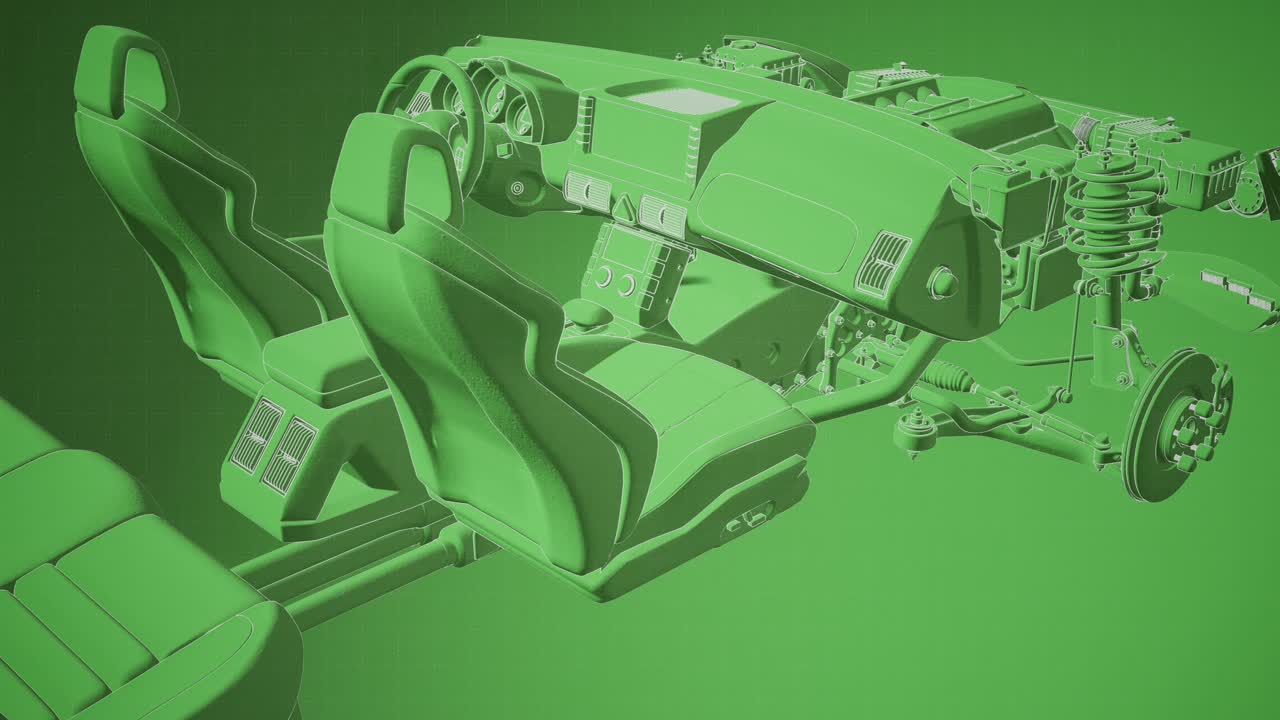 двигатель и другие части, видимые в автомобиле