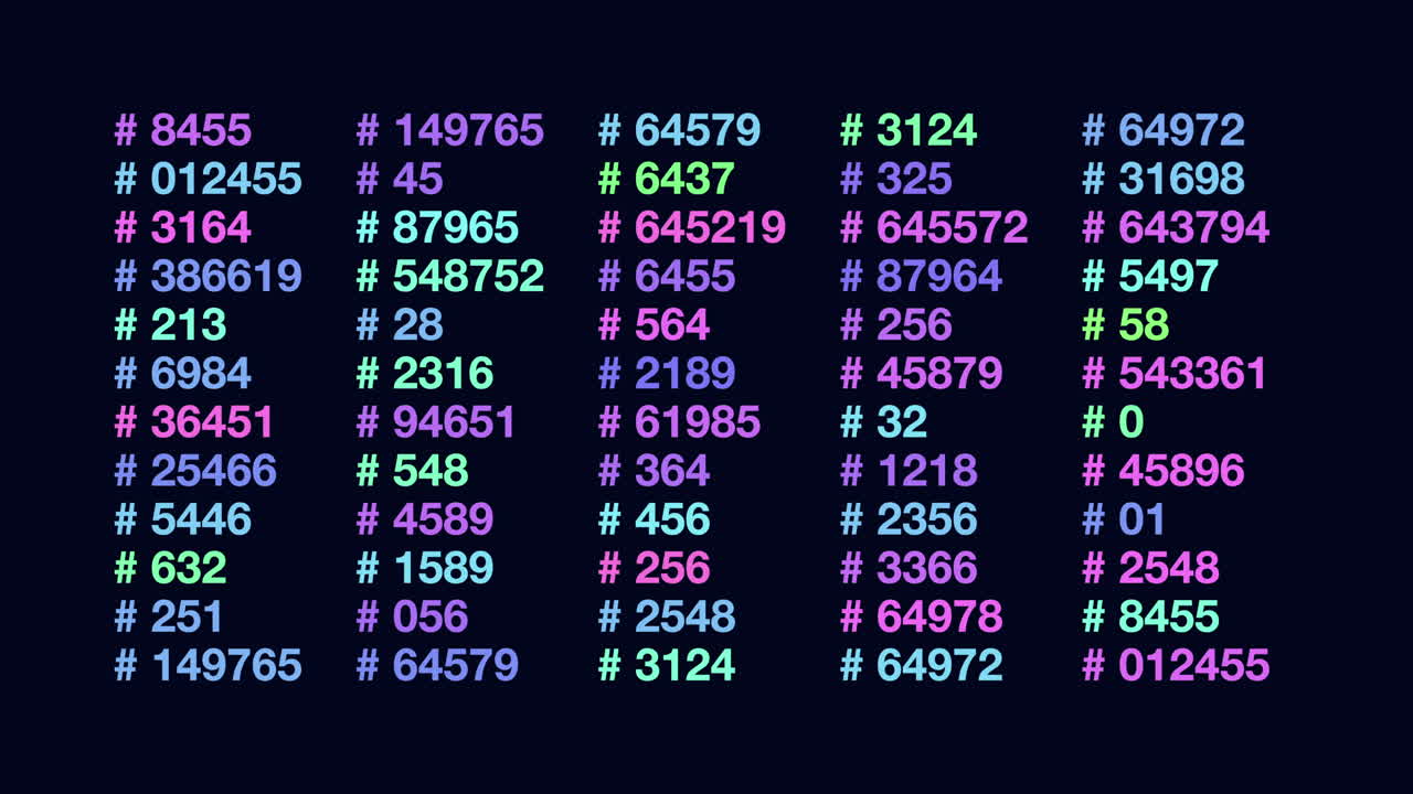 Neon Numbers Scattered Across A Dark Black Background