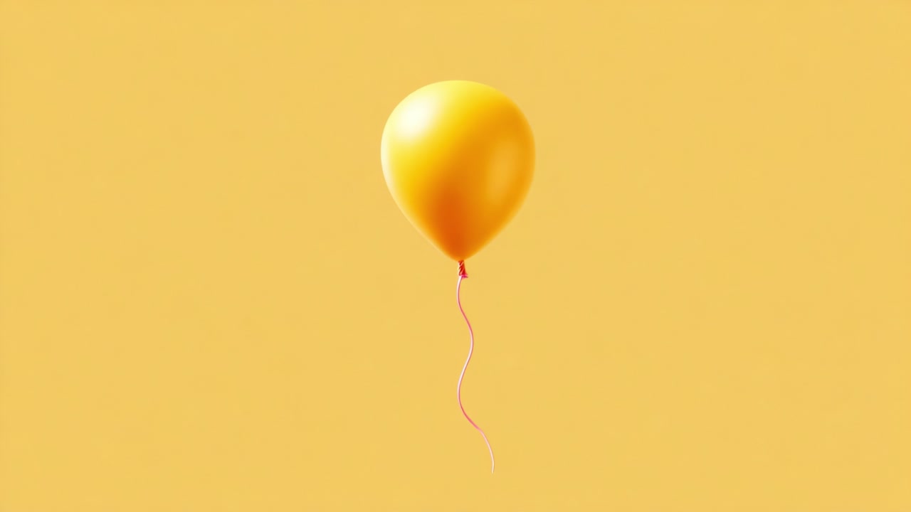A vibrant yellow balloon gracefully floats against a soft yellow backdrop, embodying a sense of joy and celebration, perfect for brightening any festive atmosphere or occasion