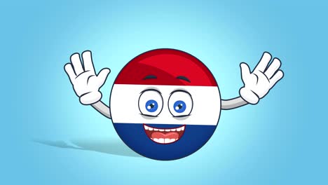 cartoon icon flag netherlands holland happy rejoice with face animation with alpha matte