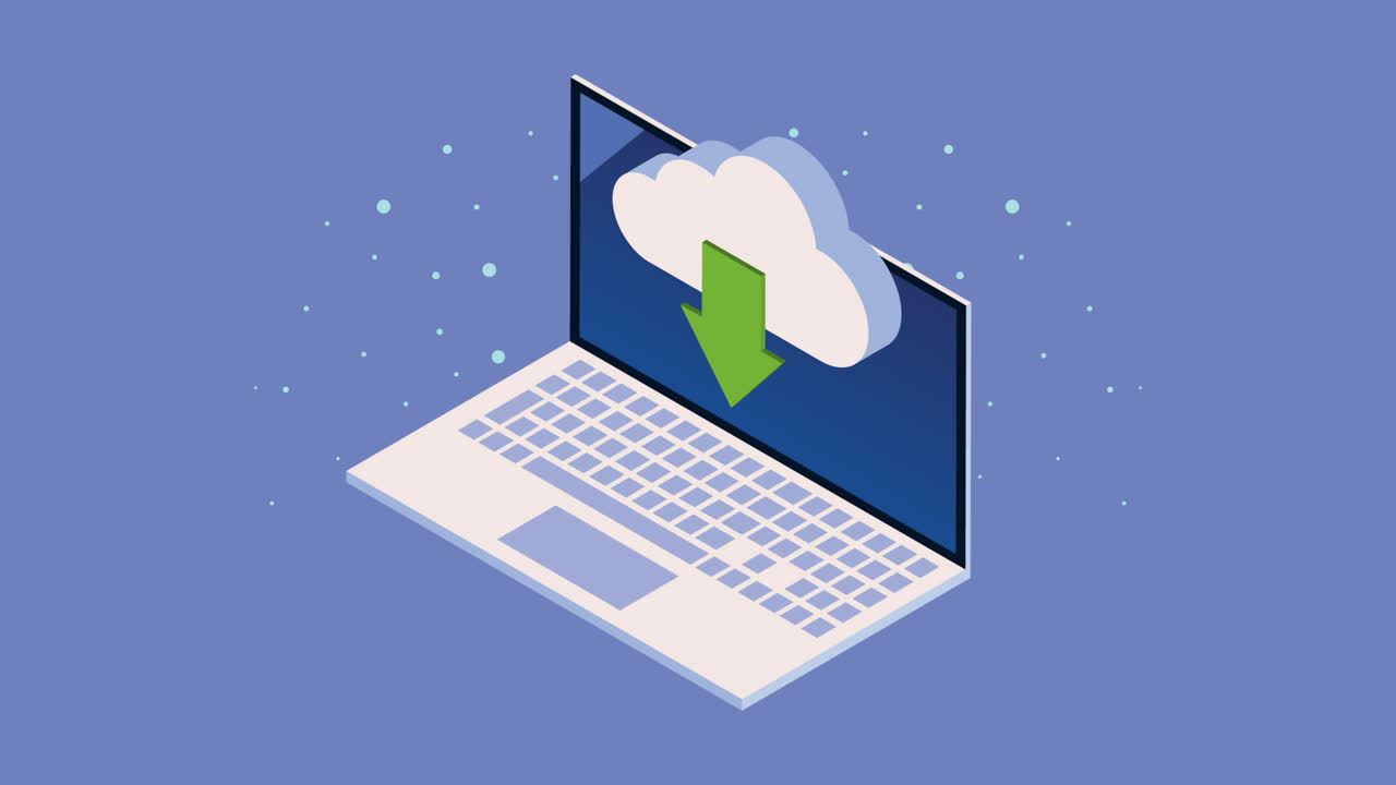 animación tecnológica de computadoras portátiles isométricas