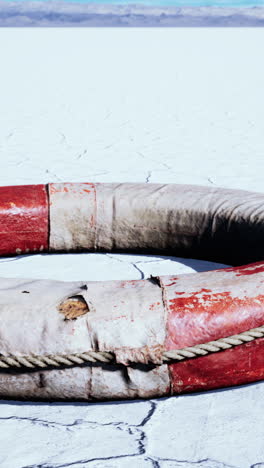 very old abandoned grungy lifebuoy