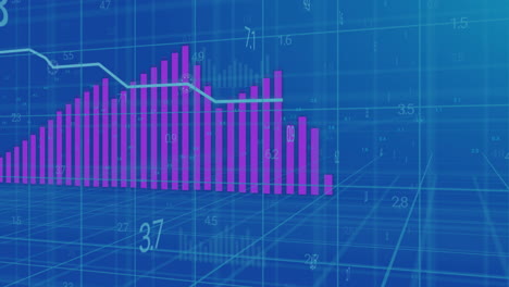 animación del procesamiento de datos financieros sobre un fondo azul