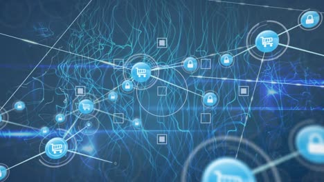 Animation-of-network-of-connections-with-digital-icons