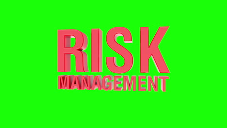 3d title animation of risk management isolated on clean white background with green screen and alpha matt to remove or replace background