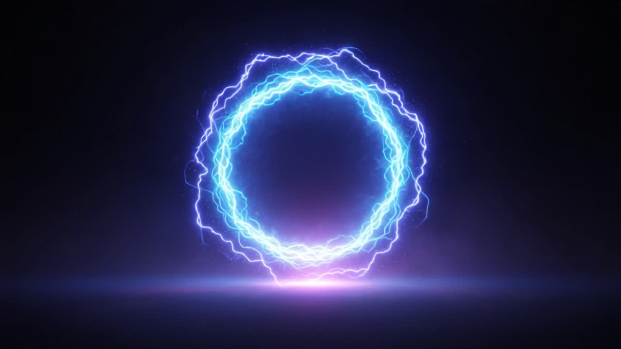 Illuminating Energy Portal: A Mesmerizing Display of Electric Blue Lightning in a Circular Form, Creating an Enchanting Atmosphere of Motion and Light