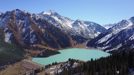 central asia kazakhstan almaty tianshan mountain and biglake emerald biglake