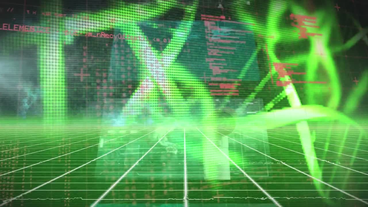 This video is a digitally generated video of a blinking shape against a green background