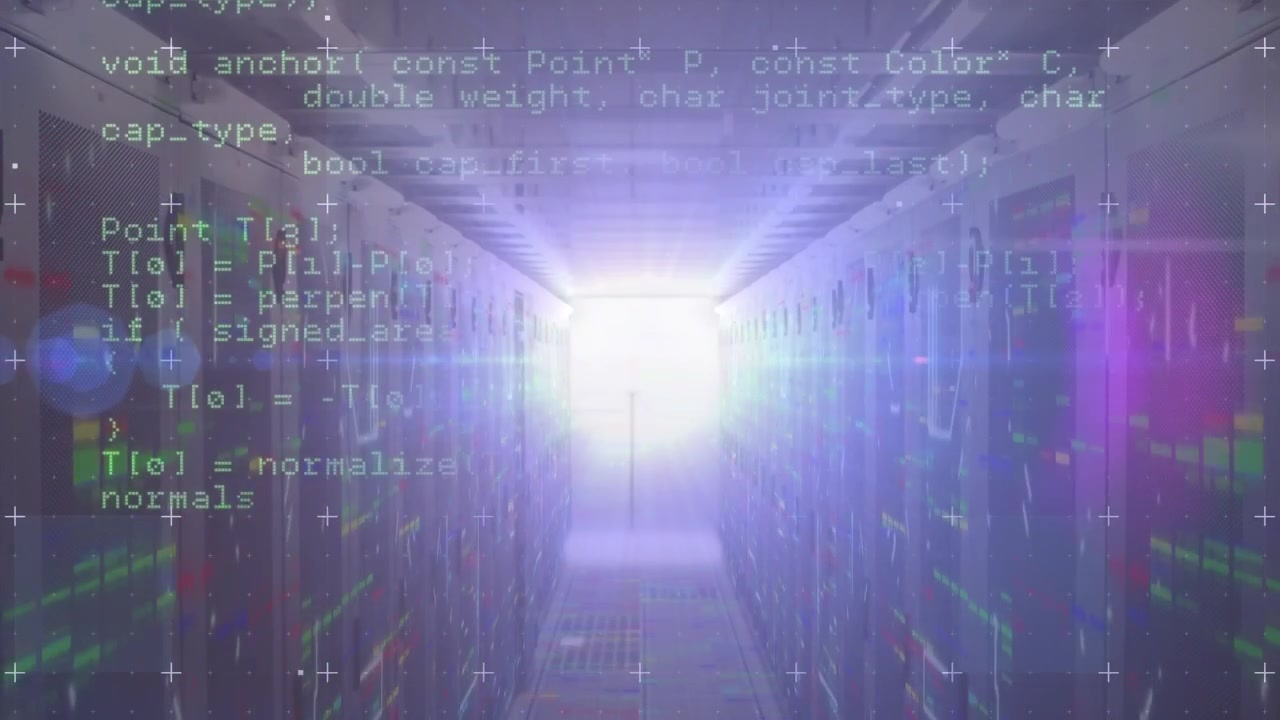 Animation of data processing over server room