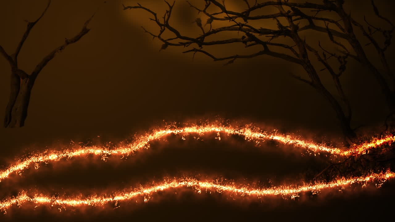 Forest fire background animation wherein forest is seen burning