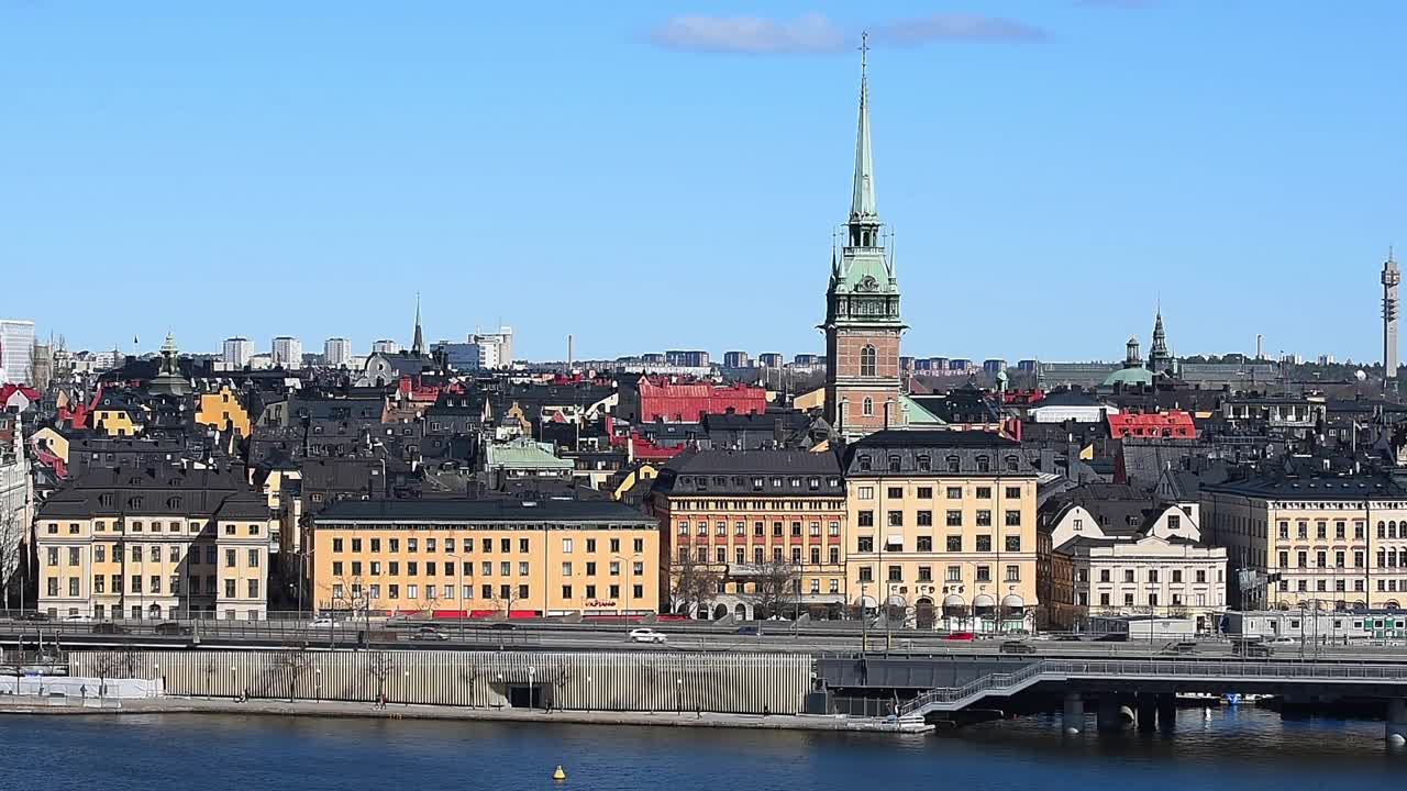Panoramic view of Stockholm skyline in Sweden showcasing Scandinavian architecture, modern cityscape