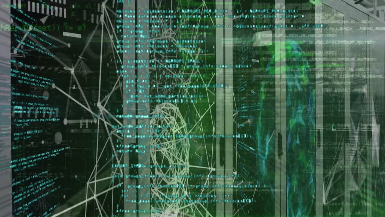 Animation of data processing over server room