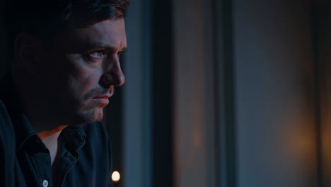 Close-up portrait of a man in a pensive mood