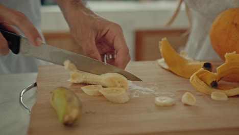 cutting a banana