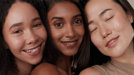 skin, beauty and portrait of diversity women