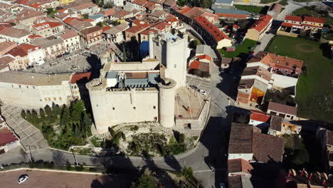 Aerial View of a Medieval Castle in a Spanish Town