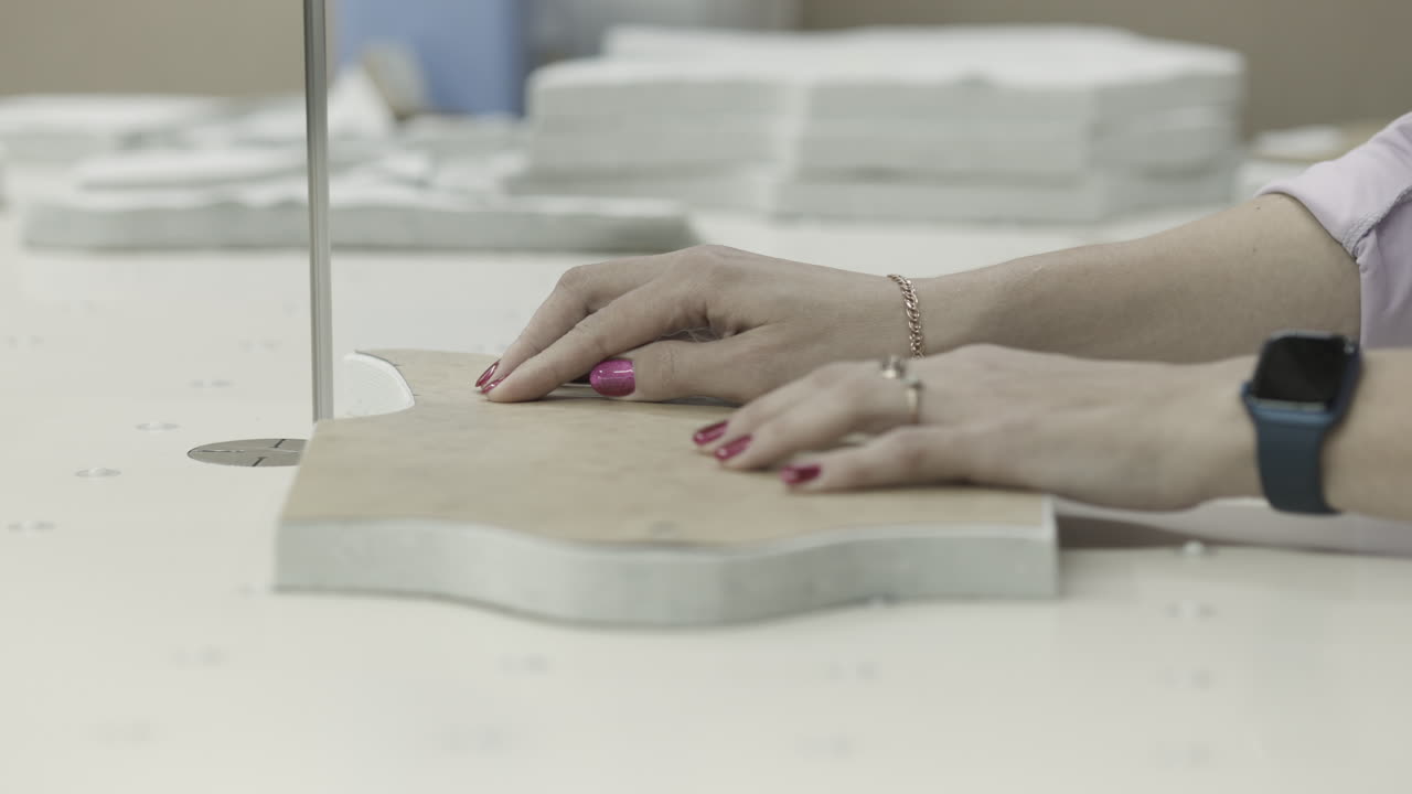 mujer que trabaja en una fábrica de ropa