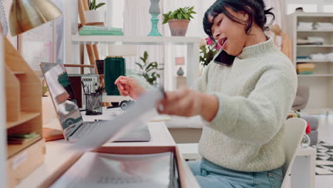 office business woman on a phone call