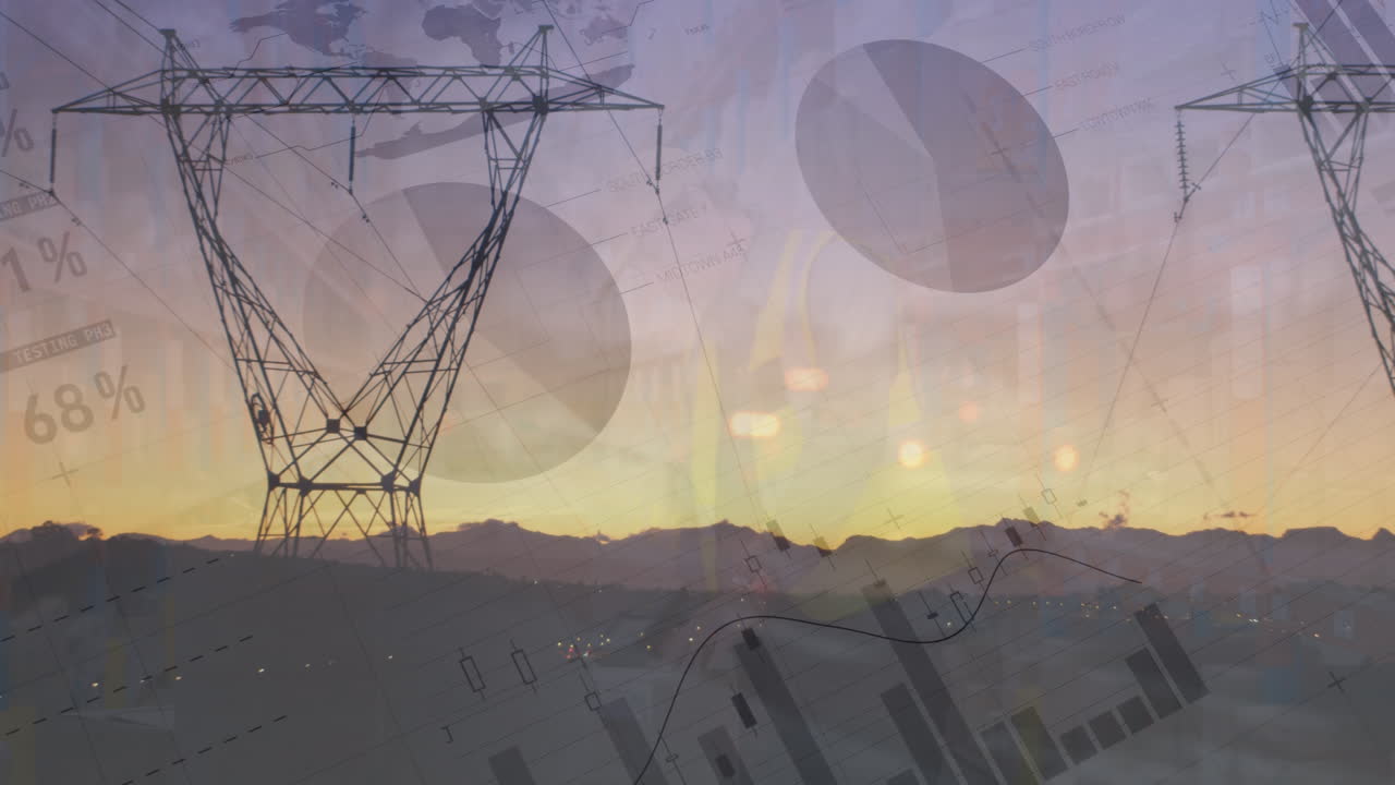 Animation of data processing over pylons