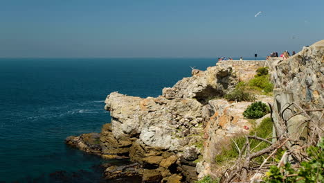 Escarpados-Acantilados-De-Hermanus-En-La-Costa-Con-Gaviotas