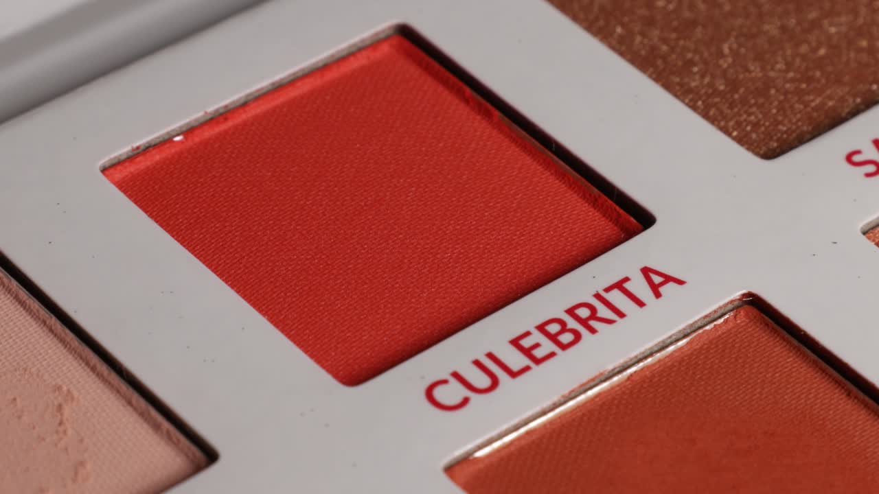 Shot of bright color eyeshadow on palette.