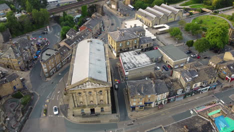 aerial view of a yorkshire town at sunset