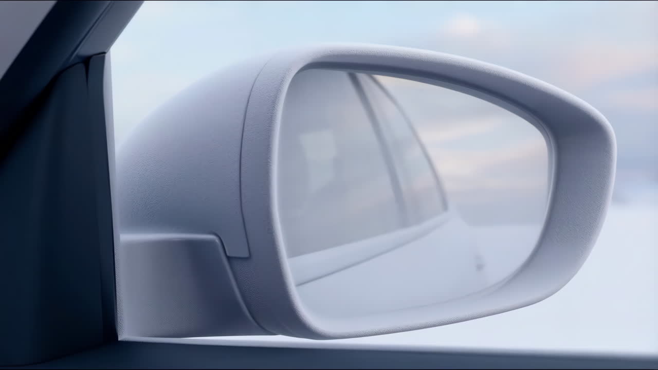 Close-up of a car's side mirror