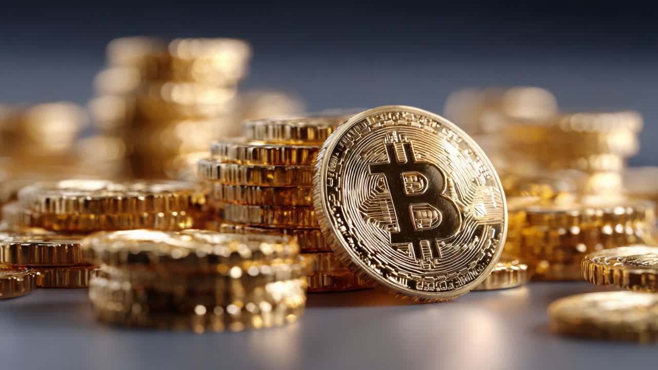 A Detailed Look at Bitcoin Coins Piling Up: The Glittering Gold of Cryptocurrency Finance Shines Bright in This Close-Up Image of Digital Currency Wealth
