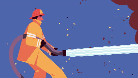 bombero trabajador de emergencia con manguera