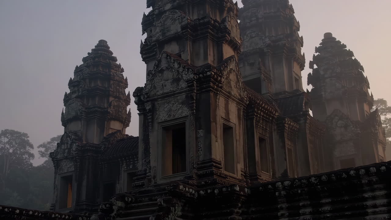 Ancient Temples of Angkor Wat in the Mist