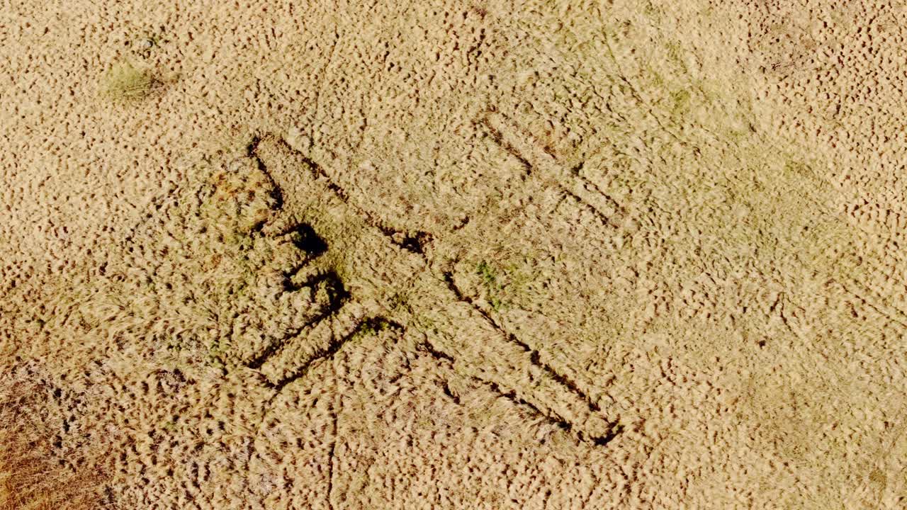 Historical deception site, dug airplane contours near Latvian airport, WWII Era