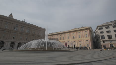 genoa piazza de ferrari square. ducale palace museum in genova, liguria. travel cityscape, tourism vacation.
