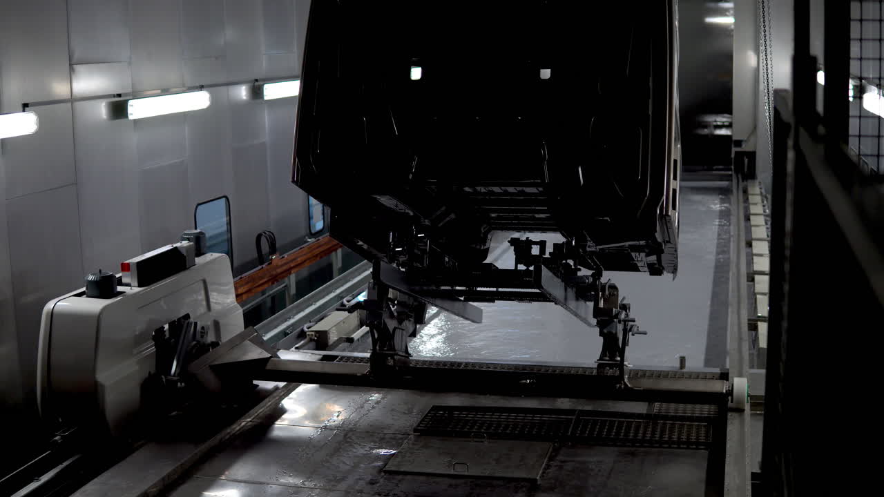 공장에서 트럭 바디 페인팅 프로세스