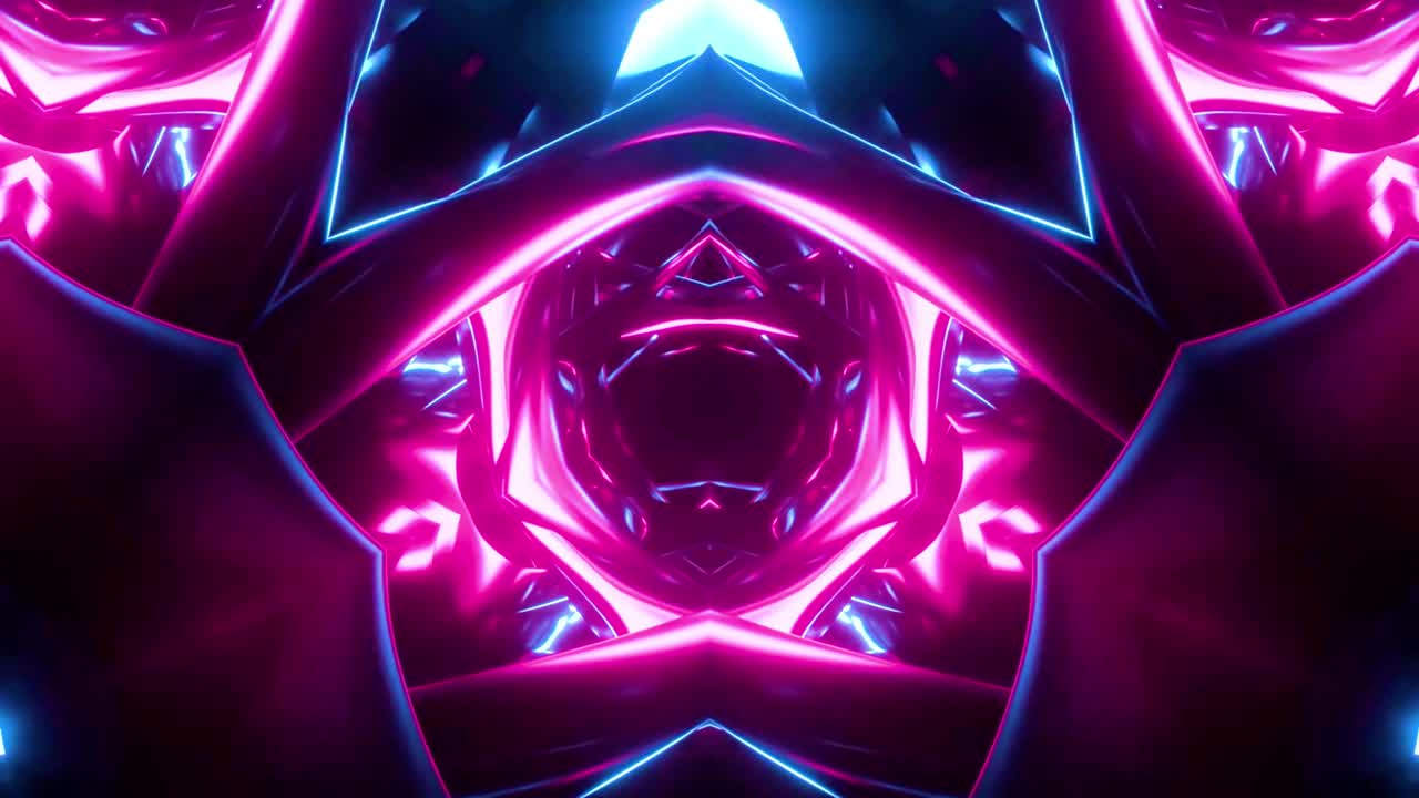 luces de caleidoscopio de neón rosado y azul brillantes