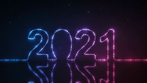 text 2021 made from neon string lights 3d render seamless loop animation