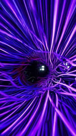 vibrant green, yellow electrical cables merging, glowing intensely, generating luminous technological tunnel visualization for digital media concept