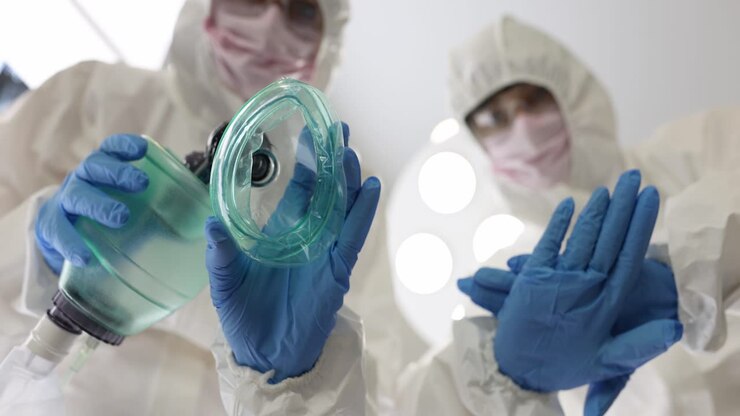 Medici in tute protettive che forniscono assistenza di rianimazione a un paziente, video 4K.