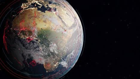 Global Network Connection Over Earth at Night