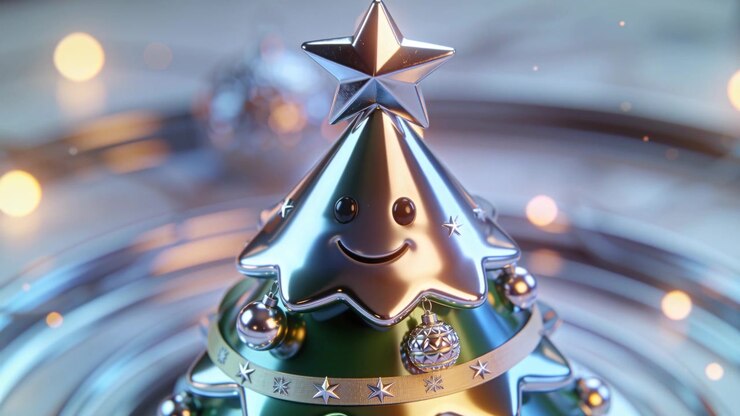 Shifting camera and lighting revealing metal tree ornament staying centered on tabletop, warm bokeh