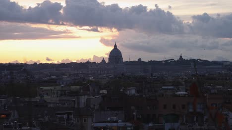 rome skyline at sunset with vatican city italy 4k