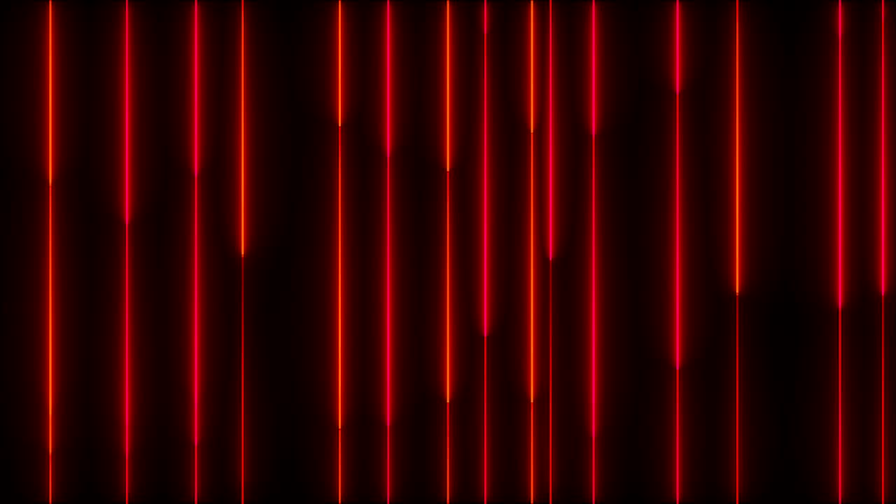 많은 수직 네온 조명 선, 추상적인 컴퓨터 생성 배경, 3d 렌더링