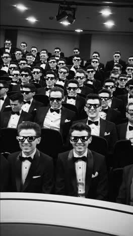 refined moviegoers sporting trendy 3d eyewear, sitting in luxurious theater rows, experiencing cinematic entertainment with rapt attention and sophisticated engagement