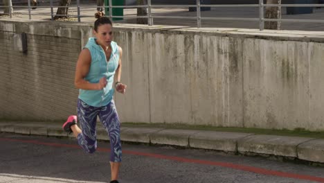 sporty caucasian woman exercising outdoor