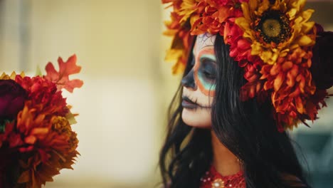 day of the dead woman with floral crown