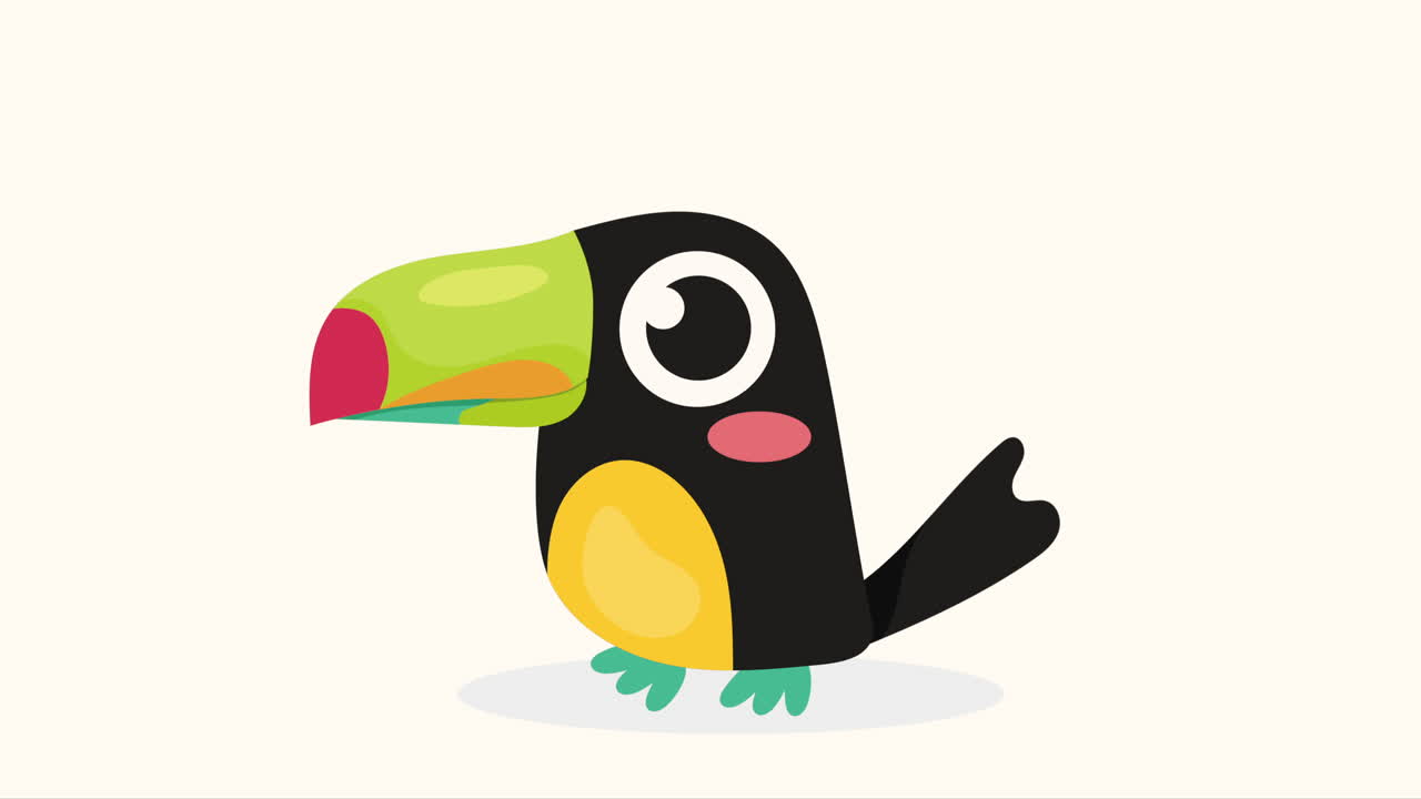 y una bonita animación de pájaros tucanos